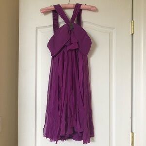 Marc Bouwer Glamit Orchid Halter Dress 100% Silk Chiffon Size 8